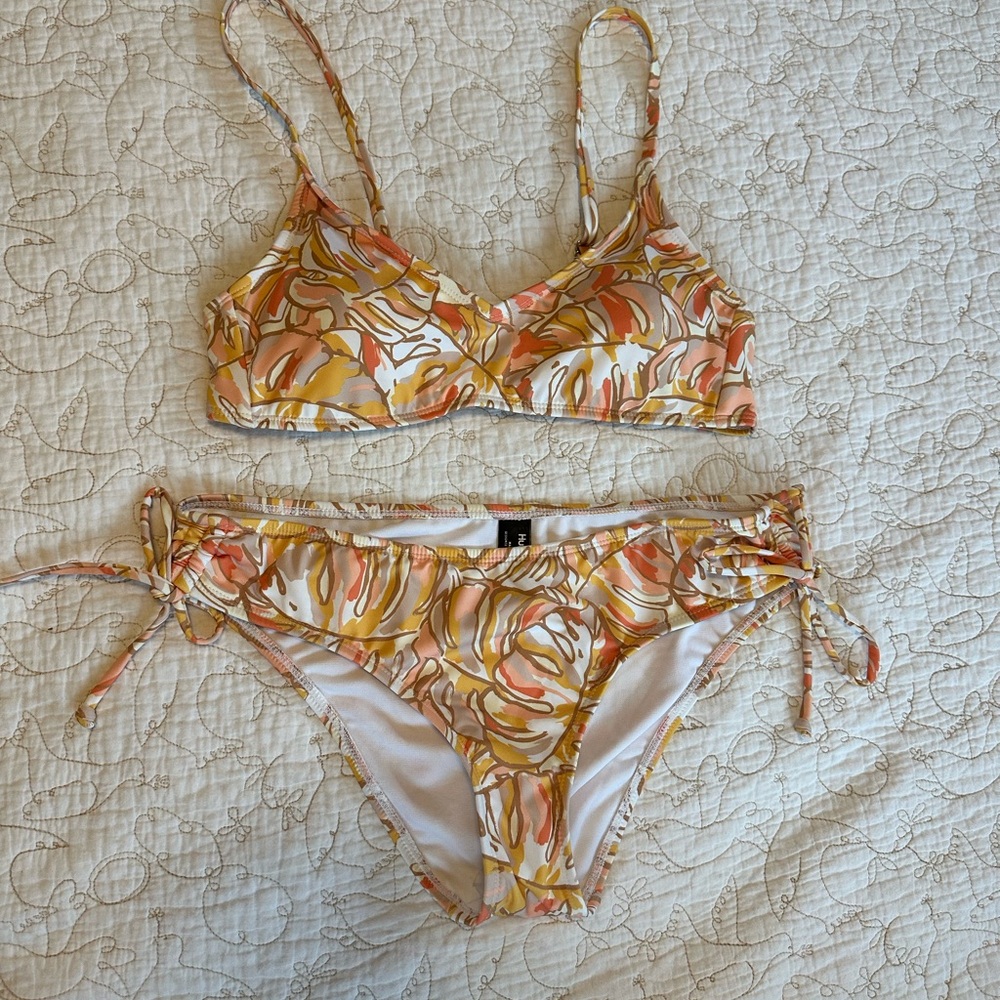 NWOT Hurley Colorful Palm Leaf Bikini Set